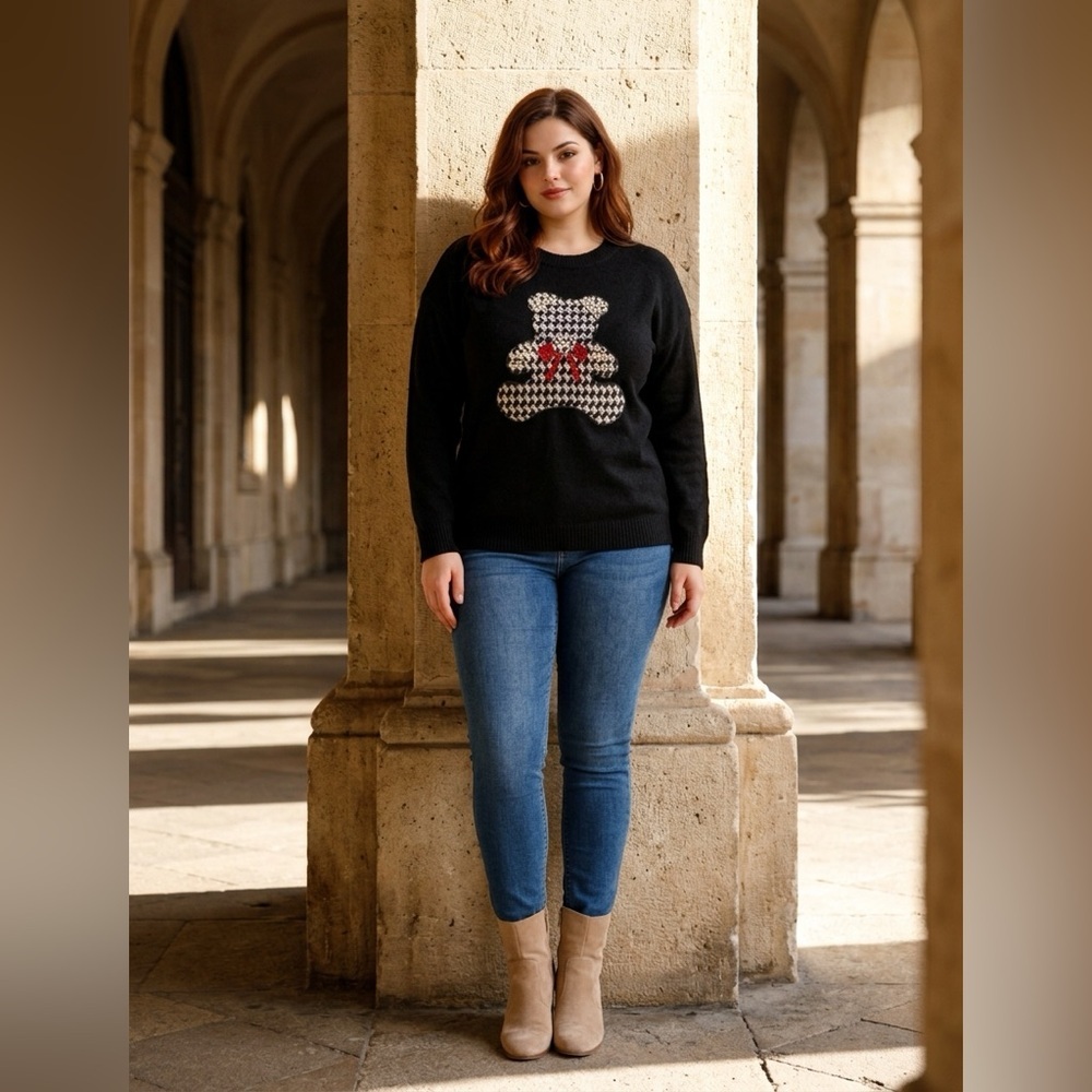 Women’s Large /XL Black Bling Teddy Sweater NWT​